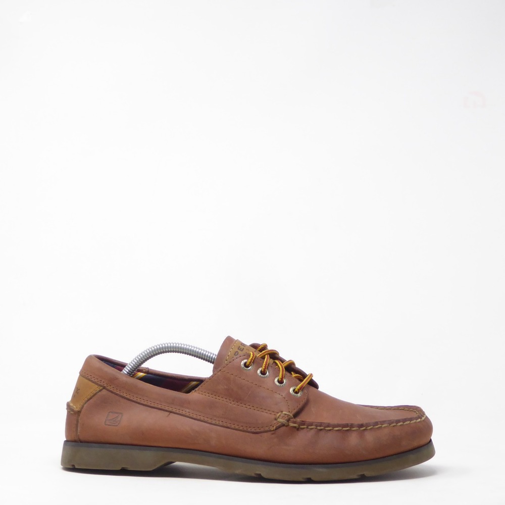 Sperry Mens 4 Eye Boat Shoes Brown Leather Lace Up 11.5M 0538707